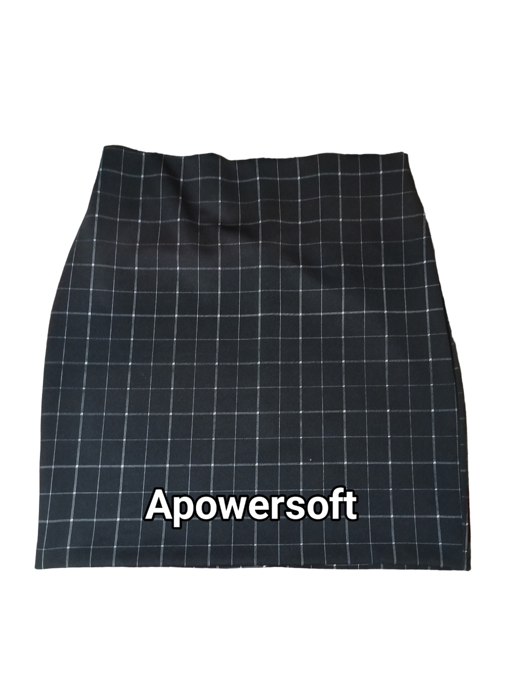 Black Windowpane Check Pencil Skirt